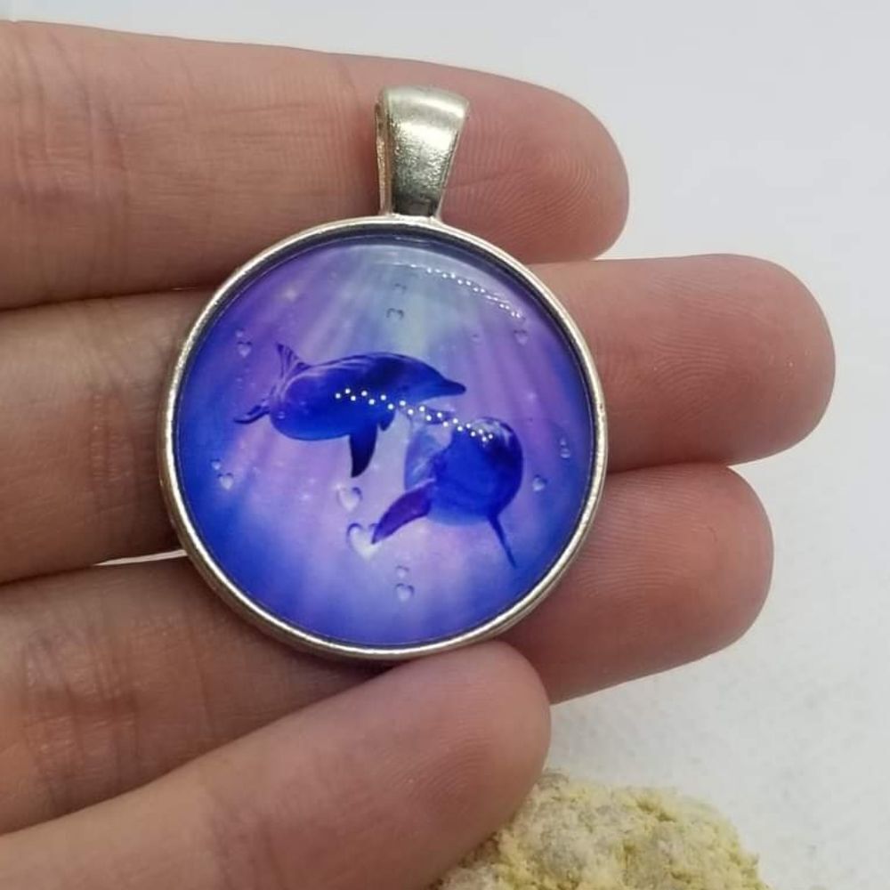 Dolphin aquatic under the sea couple necklace pendant‎ ocean nautical